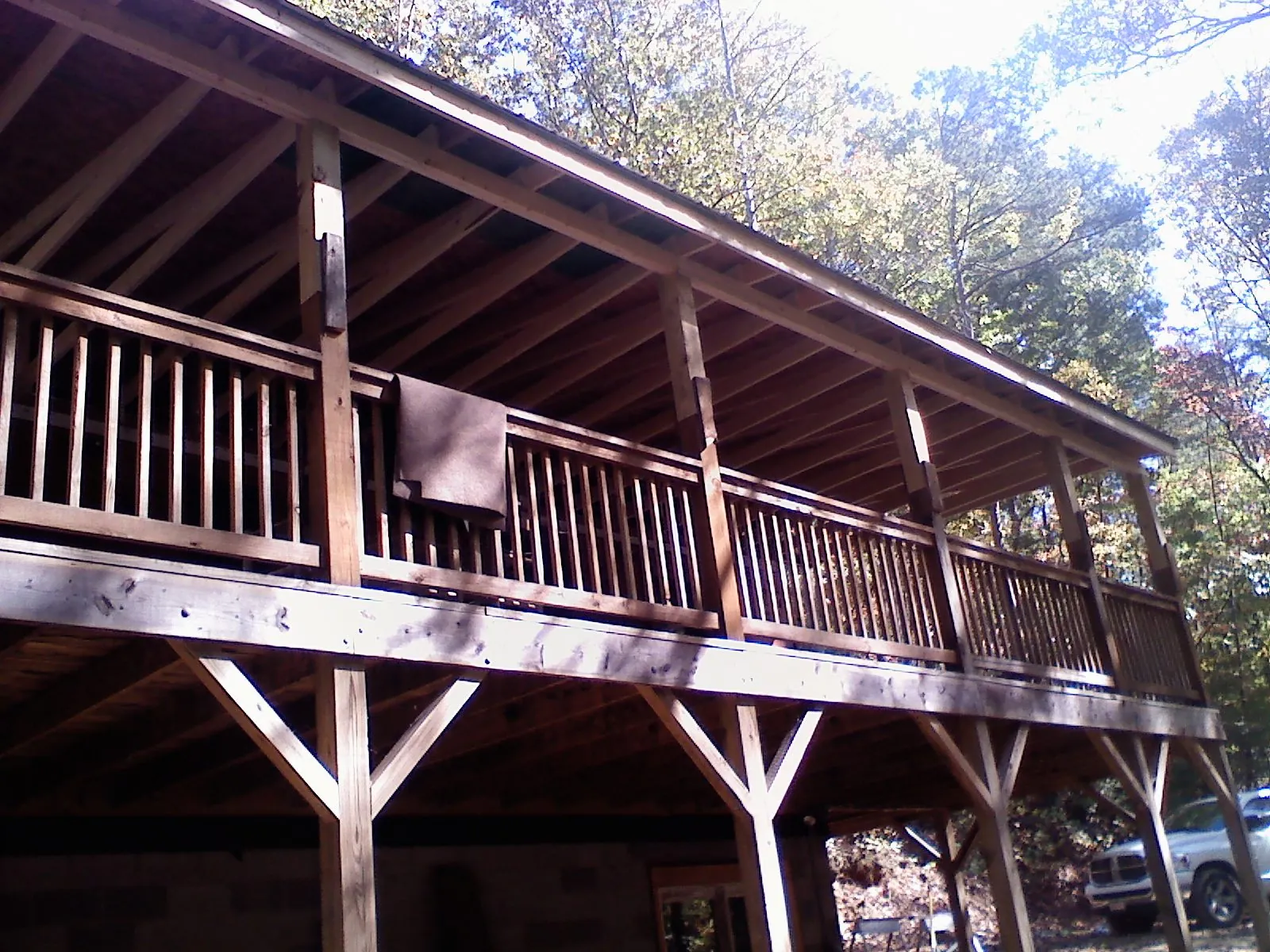 Timber framing under a new elevated porch and deck — Roof Leak Repair in Eminence by Roofing Brothers